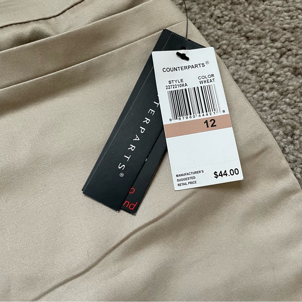 NWT Counterparts Khaki Straight Leg Pants Wheat 12 2272210HA - Picture 7 of 8